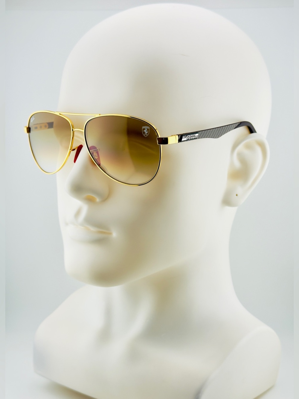 Ray-Ban Scuderia Ferrari Sunglasses RB8313M Gold Frame Brown Gradient Lenses New